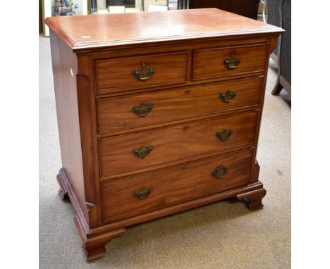 A small mahogany chest of two over three drawers on ogee bracket feet, 81 x 79cm.