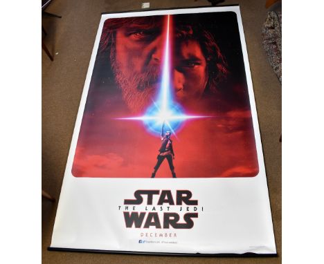 STAR WARS; three UK cinema pull-up vinyl promotional banners for The Force Awakens (x1) and The Last Jedi (x2), banner 240 x 