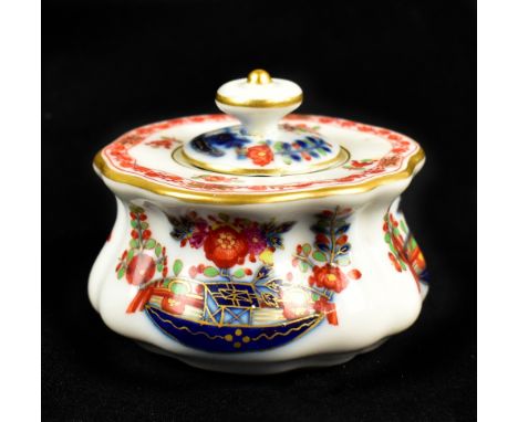 MEISSEN; a late 18th/early 19th century Marcolini period 'Indische Blumen' pattern ink pot decorated in underglaze blue and o