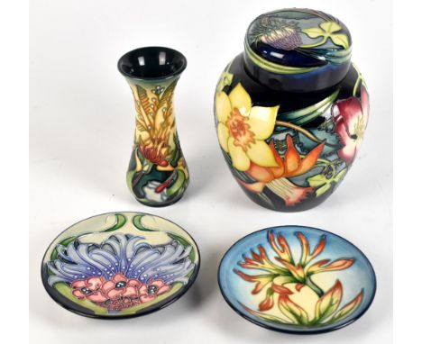 MOORCROFT; a floral tubeline decorated lidded ginger jar for the Elizabeth II Golden Jubilee 2002, height 15.5cm, small waist