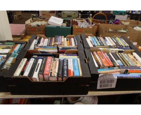 FIVE BOXES OF MODERN HARDBACK FIRST EDITION BOOKS