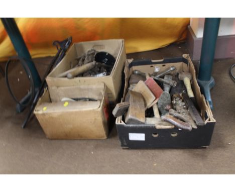 TWO BOXES OF ASSORTED TOOLS TO INC WOODWORKING EXAMPLES