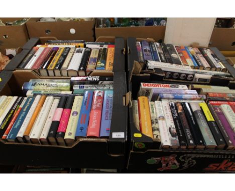 FOUR BOXES OF MODERN MAINLY HARDBACK FIRST EDITION BOOKS