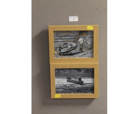 A PAIR OF ANTHONY R JAMES OIL ON BOARDS