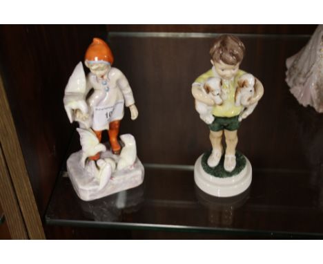 TWO ROYAL WORCESTER FREDA DOUGHTY FIGURINES - 'ALL MINE' + 'NOVEMBER'  (2)