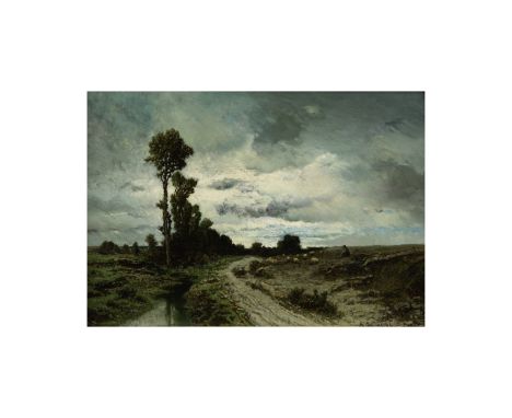 ALBERTO PASINI (1826-1899)Paysage rural, au clair de lune signé et daté 'A. Pasini '54' (en bas à droite)huile sur panneausig