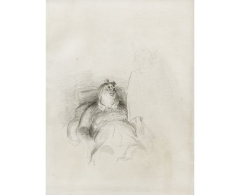 HONORE DAUMIER (1818-1879)Le Malade Imaginaire porte plusieurs inscriptions (le long du bord inférieur, sous le montage)fusai