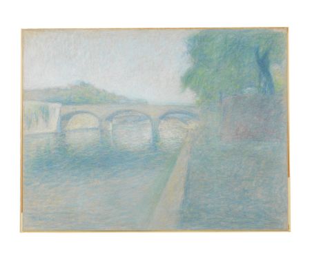 ACHILLE LAUGÉ (1861-1944)Le Pont de l'Archevêché à Paris signé 'A. Laugé' (en bas à droite)pastel sur papier Exécuté circa 19