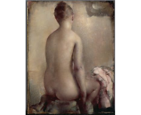 GRIGORY GLUCKMANN (1898-1973)Nu assis signée en Latin (en bas à droite)huile sur cartonsigned in Latin (lower right)oil on bo