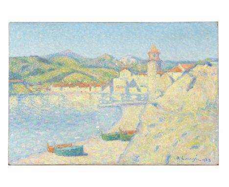 ACHILLE LAUGÉ (1861-1944)Barques à Collioure  signé et daté ' A. Laugé 1928' (en bas à droite)huile sur toile Peint en 1928 s