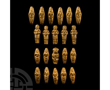 Circa 1st century B.C.-2nd century A.D. or later. The majority displaying standing figures in repoussé to both faces of a loz