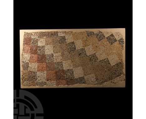 Circa 1st-4th century A.D.. Fragment or portion of floor mosaic, showing a composition of alternated patterns of different co