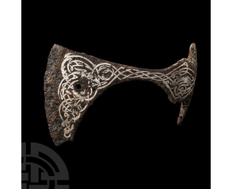7th-9th century A.D.. To both lateral faces, the upper face of the blade and the rear of the socket decorated with an interla