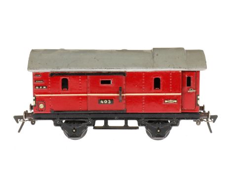 Fleischmann Packwagen 403, S 0, Chromlithographie, L 16,5, Z 2