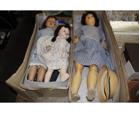 A Pedigree doll and two vintage dolls