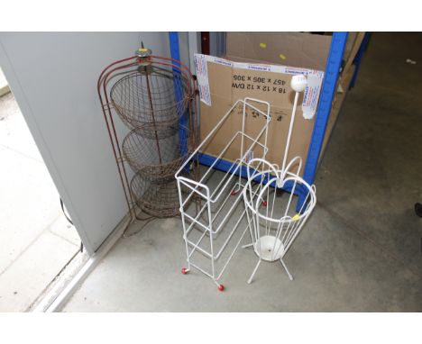 A retro stick stand; shoe rack and a vegetable stand