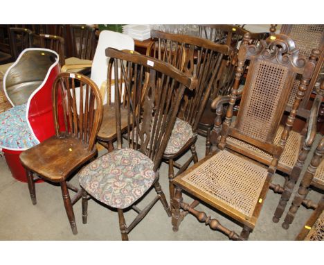 Three stick back chairs
