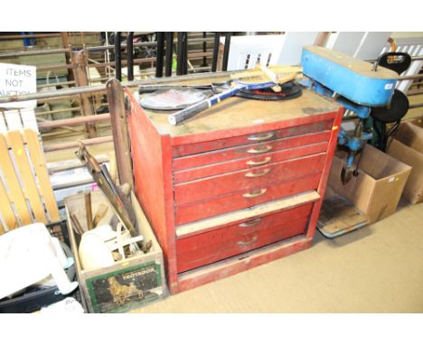 A Stack-On metal tool box fitted seven graduated drawers