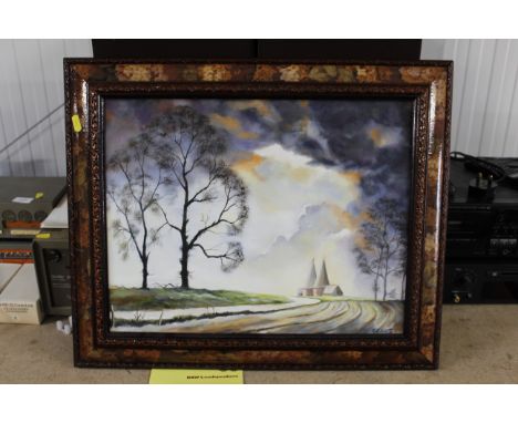 R Smith, oil on canvas of an Oast house