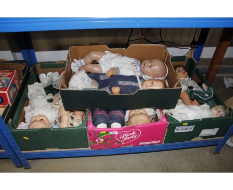 Four boxes of vintage and other dolls