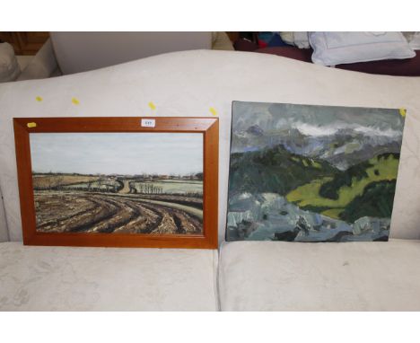 Peter Smith, oil on canvas Abstract Study and Mary Radford, oil entitled "Ready for Spring"