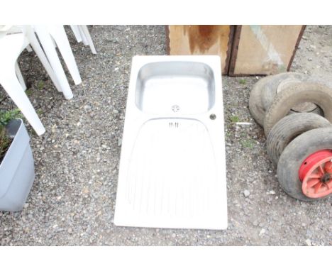 A stainless steel sink