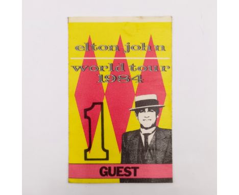An Elton John World Tour 1984 Guest Pass  We are delighted to offer the Jo Burt Collection for sale by auction.  Offering a u
