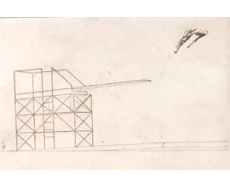 A signed and limited edition architectural/conceptual etching on wove titled 'Moline, Illinois' by Alexandre Massouras; inclu