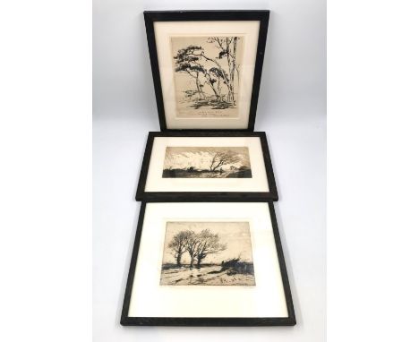 A signed etching titled 'A Wel Road' by William Tatton Winter (1855-1928), along with another unsigned etching, and an engrav