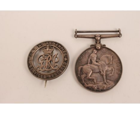 First World War War medal, named to 86558 DVR W. G. Damen C.F.A., together with a silver wound badge - For Services Rendered,