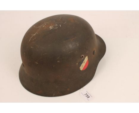 Nazi Luftwaffe 1935 pattern steel helmet with original double decals and original leather liner