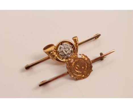 Gold (9ct) King's Own Yorkshire Light Infantry sweetheart brooch, together with a gold (9ct) Royal Engineers sweetheart bar b