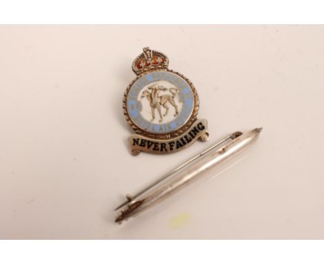 First World War Royal Navy silver sweetheart brooch in the form of a submarine, together with a Second World War R.A.F. 98 Sq