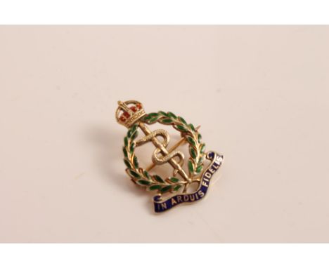 Gold (9ct) and enamel Royal Army Medical Corps sweetheart brooch, stamped 9ct on reverse