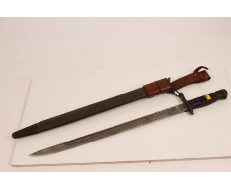 First World War American 1913 pattern Remington bayonet in scabbard with frog