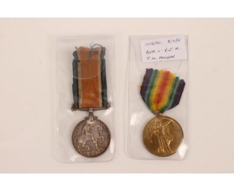 First World War pair, comprising War and Victory medals, named to A - 437632 A. SJT. T. W. Morgan.  A.S.C.