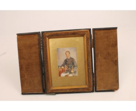 Good quality Victorian portrait miniature on ivory of a Naval Midshipman - possibly East India Company, in a relaxed pose, in