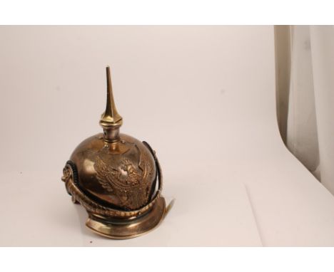 Reproduction Imperial German Jaeger Regiment Officers' lobster tail helmet with gilt eagle badge, gilt and silver plated fini