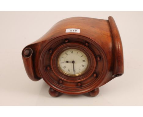 First World War period propeller boss - with carved scroll decoration, set in the centre with a clock movement, on four ball 