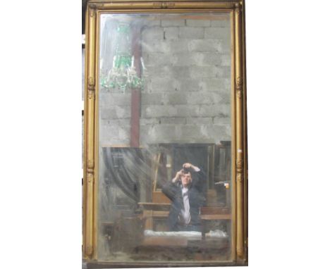 A good large early 19th Century Irish rectangular upright giltwood Console Mirror, with leaf decoration in the style of James