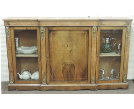 A good quality early Victorian inlaid walnut breakfront Side Cabinet, the centre section with large single inlaid panel door,