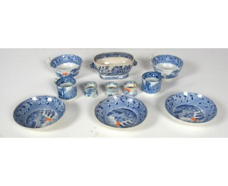 A collection of Copeland Spode blue and white porcelain, two part Tea Services, and other items. A lot. (1)