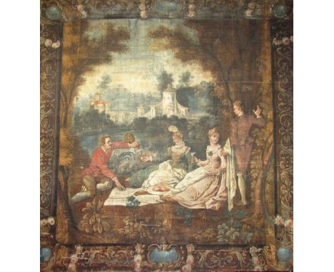 Late 18th Century French SchoolA very large painted Romantic Classical Scene, in the style of an historical Tapestry, depicti