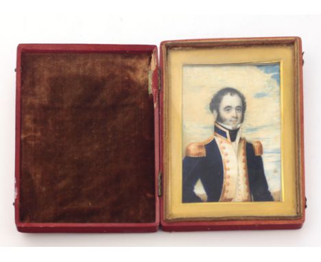 Charles Foot Taylor, (1800 - 1853)Miniature: Half length, "Portrait of a Naval Office," on ivory, approx. 11cms x 8.5cms (4 1