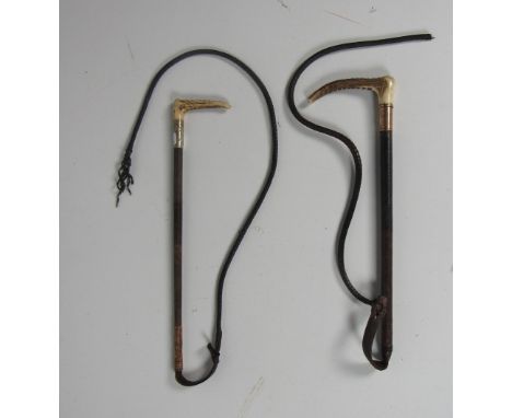 A Riding Whip / Crop, with bone handle and 9ct gold mount inscribed "For God's Sake do Something, he's Going to have all he W