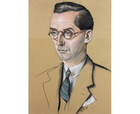 Harry Kernoff, R.H.A. (1900 - 1974)"Portrait of a Man -'Seamus Kelly - Irish Times Theatre Critic,' pastel on paper, approx. 