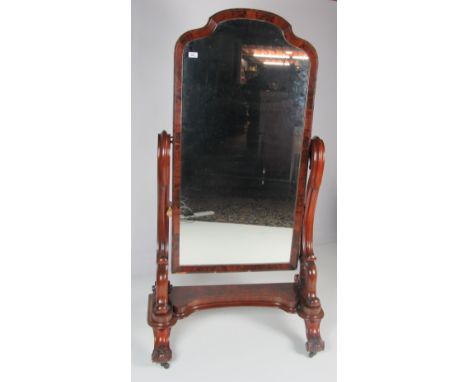 A good quality Victorian mahogany Cheval Mirror, on scroll feet. (1)Provenance : Colonel Harding's Collection, Tulach Nore, P