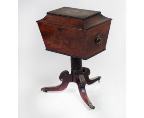A William IV period Irish Nelson design figured mahogany Cellaret, with roped edge and brass mounts, and with fitted interior
