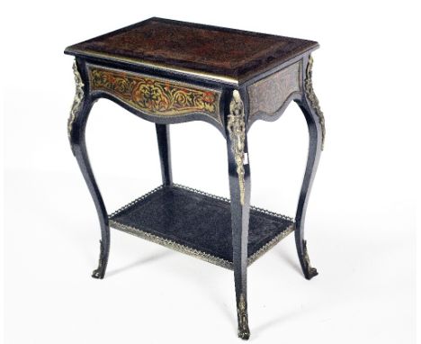 An attractive 19th Century red Boulle Side Table, of small proportions, the rectangular top with a central panel inlaid with 