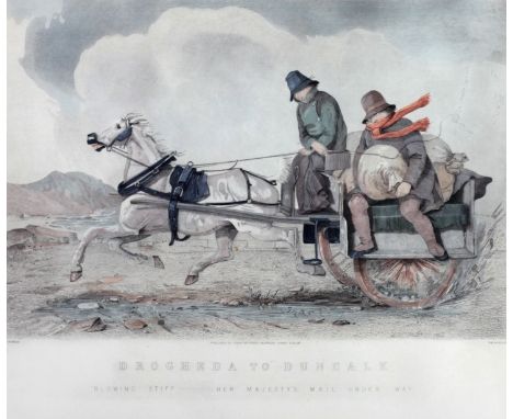 After R.R. Scanlon"Donnybrook to Dublin," and "Drogheda to Dundalk," a pair of Irish coloured caricature Coaching Prints, hog